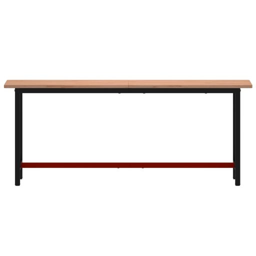 Tömör bükkfa és fém munkaasztallap 200x55x81,5 cm