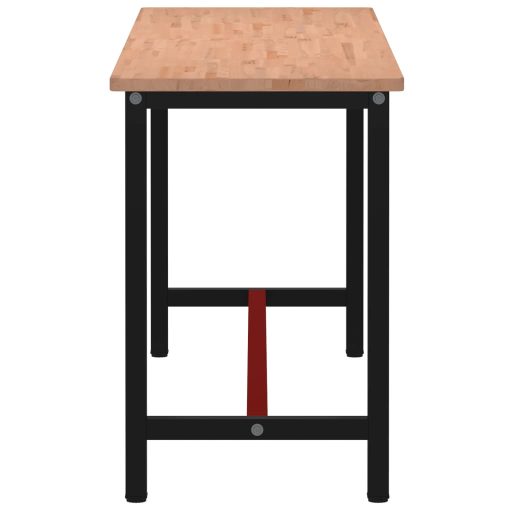 Tömör bükkfa és fém munkaasztallap 200x55x81,5 cm