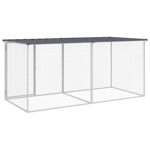 Antracitszürke horganyzott acél tyúkketrec tetővel 203x98x90 cm