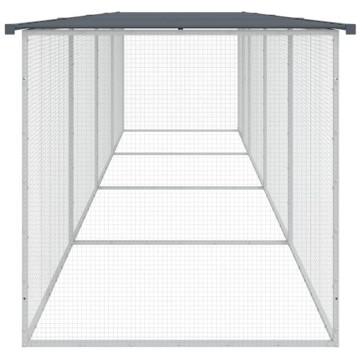 Antracitszürke horganyzott acél tyúkketrec tetővel 403x98x90 cm
