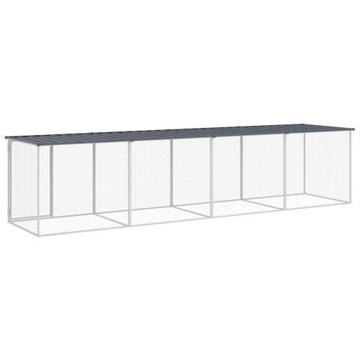 Antracitszürke horganyzott acél tyúkketrec tetővel 403x98x90 cm