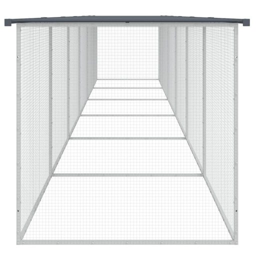 Antracitszürke horganyzott acél tyúkketrec tetővel 603x98x90 cm