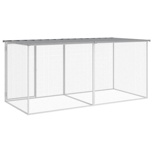 Világosszürke horganyzott acél tyúkketrec tetővel 203x98x90 cm