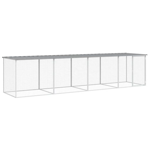 Világosszürke horganyzott acél tyúkketrec tetővel 403x98x90 cm