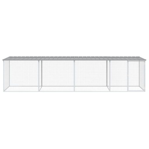 Világosszürke horganyzott acél tyúkketrec tetővel 403x98x90 cm