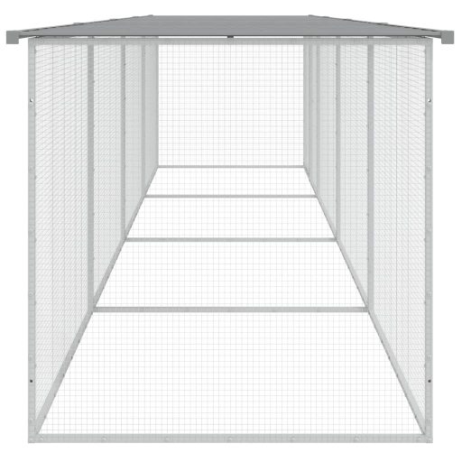 Világosszürke horganyzott acél tyúkketrec tetővel 403x98x90 cm