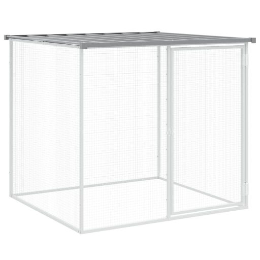 Világosszürke horganyzott acél tyúkketrec tetővel 403x98x90 cm