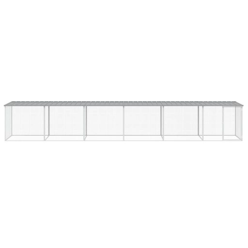 Világosszürke horganyzott acél tyúkketrec tetővel 603x98x90 cm