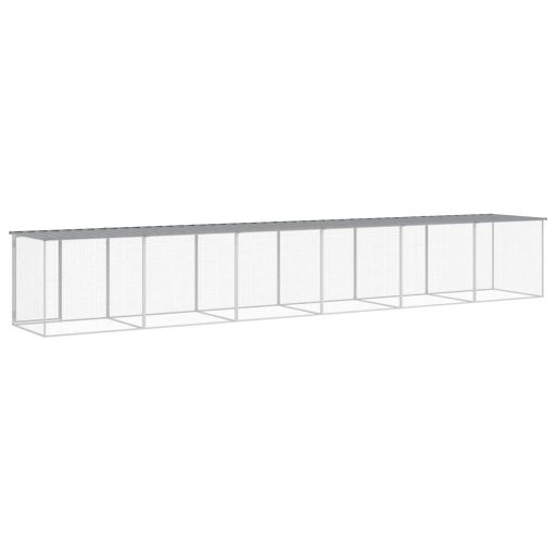 Világosszürke horganyzott acél tyúkketrec tetővel 603x98x90 cm