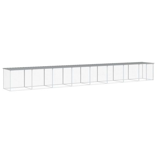 Világosszürke horganyzott acél tyúkketrec tetővel 803x98x90 cm