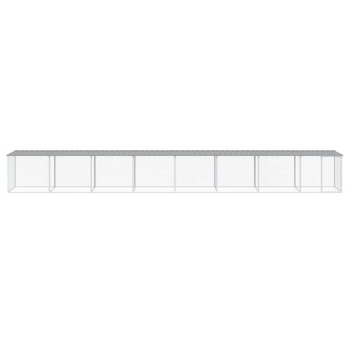 Világosszürke horganyzott acél tyúkketrec tetővel 803x98x90 cm