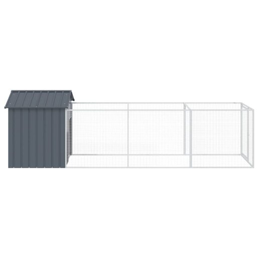 Antracitszürke horganyzott acél kutyakennel 117 x 405 x 123 cm