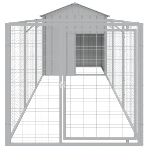 Világosszürke horganyzott acél kutyakennel 117 x 405 x 123 cm