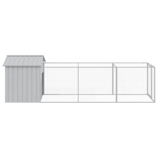 Világosszürke horganyzott acél kutyakennel 117 x 405 x 123 cm