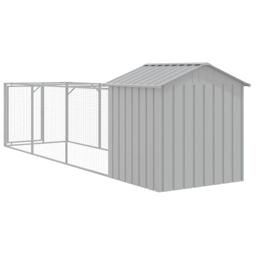 Világosszürke horganyzott acél kutyakennel 117 x 405 x 123 cm