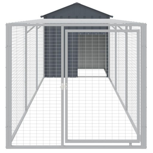 Antracit horganyzott acél tyúkketrec kifutóval 117x405x123 cm