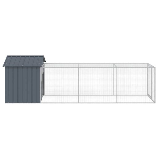 Antracit horganyzott acél tyúkketrec kifutóval 117x405x123 cm