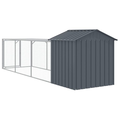 Antracit horganyzott acél tyúkketrec kifutóval 117x405x123 cm