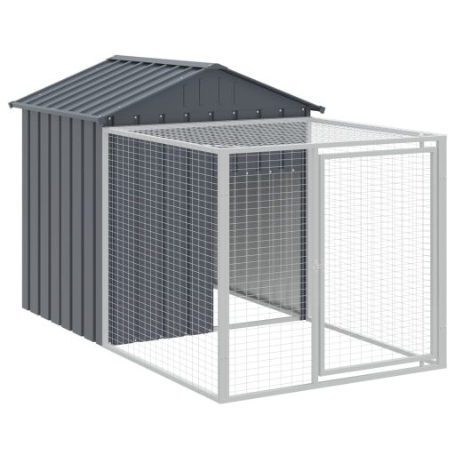 Antracit horganyzott acél tyúkketrec kifutóval 117x405x123 cm