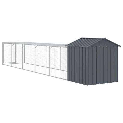 Antracit horganyzott acél tyúkketrec kifutóval 117x609x123 cm