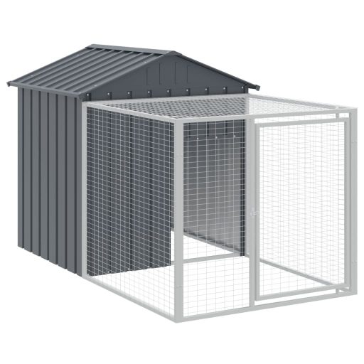 Antracit horganyzott acél tyúkketrec kifutóval 117x813x123 cm
