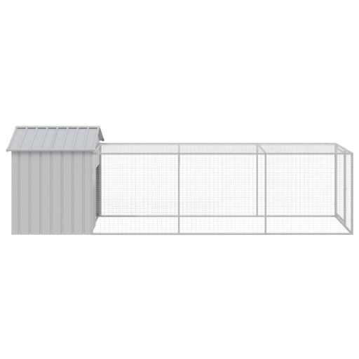 Világosszürke horganyzott acél kifutós tyúkketrec 117x405x123cm