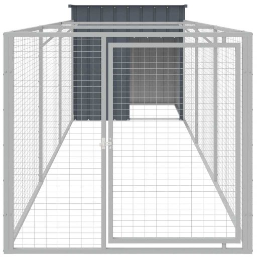 Antracit horganyzott acél kutyakennel kifutóval 110x405x110 cm