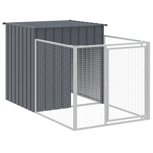 Antracit horganyzott acél kutyakennel kifutóval 110x405x110 cm