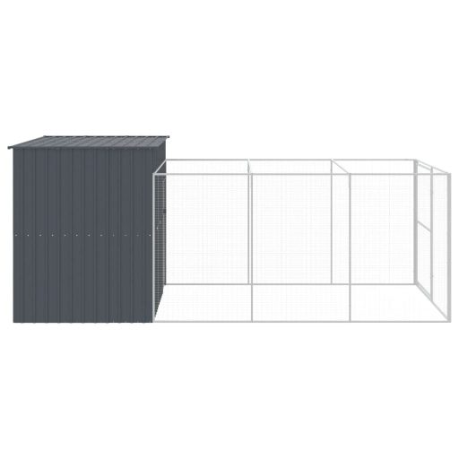 Antracitszürke horganyzott acél kutyakennel 214x457x181 cm