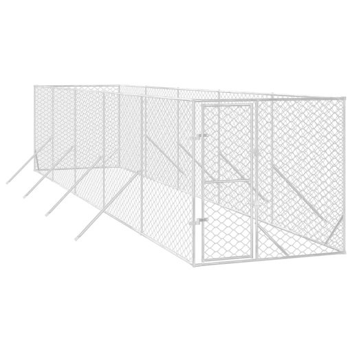 Ezüstszínű kültéri horganyzott acél kutyakennel 2 x 10 x 2 m