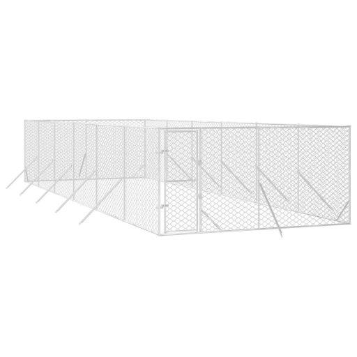 Ezüstszínű kültéri horganyzott acél kutyakennel 4 x 12 x 2 m