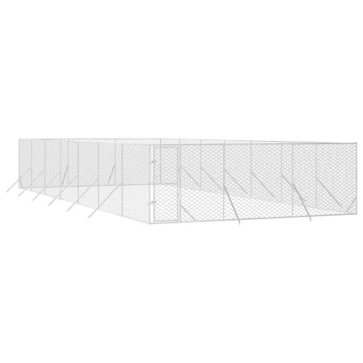 Ezüstszínű kültéri horganyzott acél kutyakennel 6 x 14 x 2 m