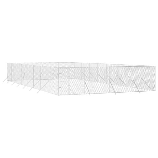 Ezüstszínű kültéri horganyzott acél kutyakennel 8 x 16 x 2 m