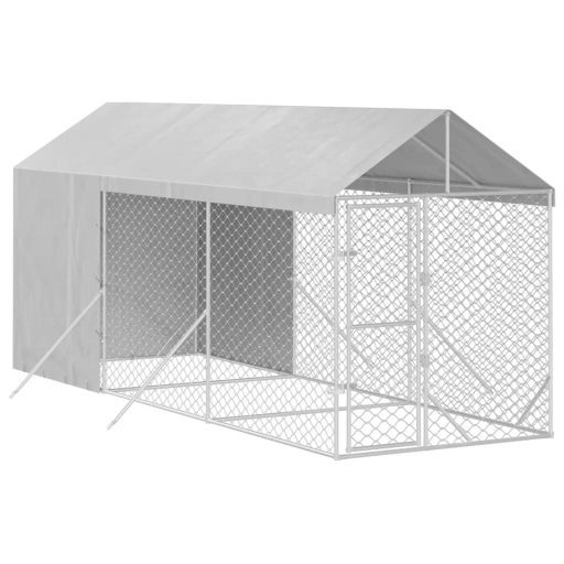 Ezüstszínű horganyzott acél kutyakennel tetővel 2x6x2,5 m