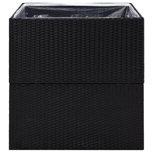 Fekete polyrattan kerti ültetőláda 80x80x80 cm