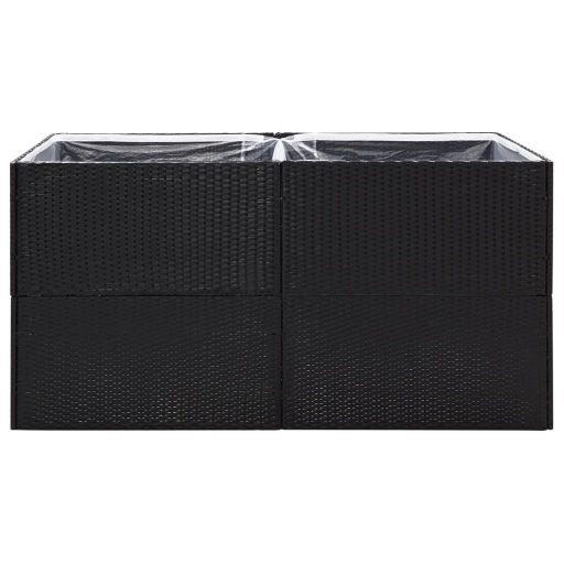 Fekete polyrattan kerti ültetőláda 157x80x80 cm