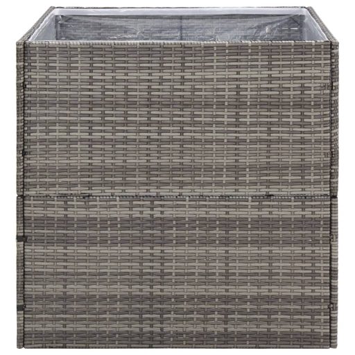 Szürke polyrattan kerti ültetőláda 80x80x80 cm
