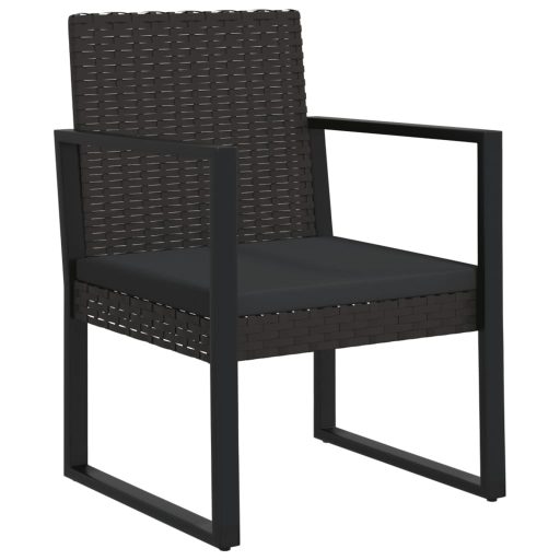 3 részes fekete polyrattan kerti ülőgarnitúra párnákkal