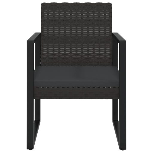 3 részes fekete polyrattan kerti ülőgarnitúra párnákkal
