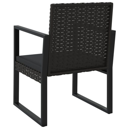 3 részes fekete polyrattan kerti ülőgarnitúra párnákkal