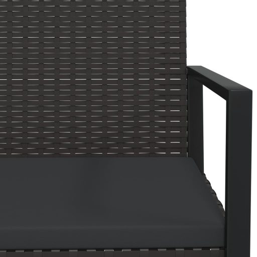 3 részes fekete polyrattan kerti ülőgarnitúra párnákkal