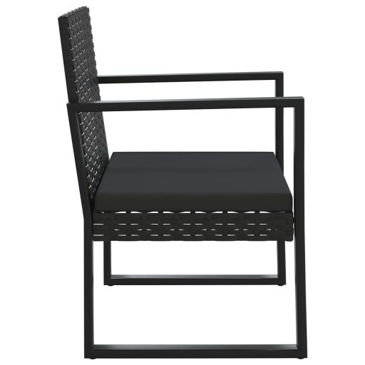 4 részes fekete polyrattan kerti ülőgarnitúra párnákkal