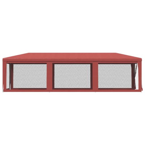 Piros HDPE rendezvénysátor 8 hálós oldalfallal 3x9 m