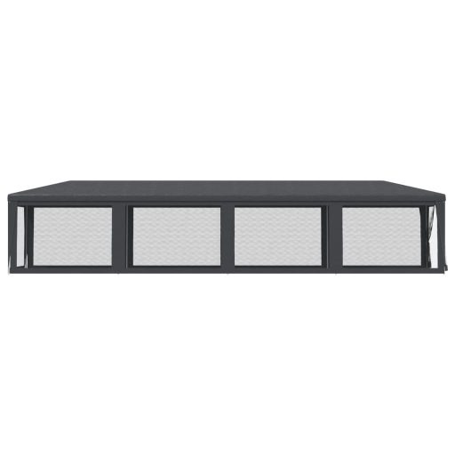 Antracitszürke HDPE rendezvénysátor 10 hálós oldalfallal 3x12 m