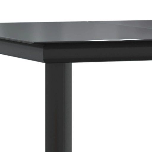 Fekete acél és edzett üveg kerti étkezőasztal 160x80x74cm