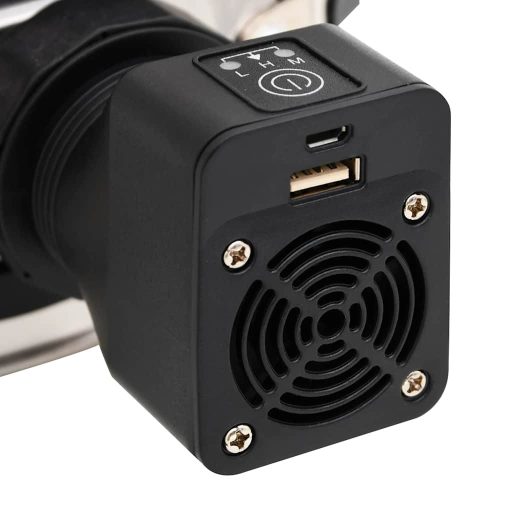 Ezüst acél fatüzelésű tűzhely USB-s légfúvóval 35,5x26x28 cm