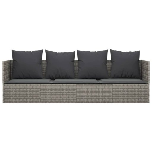 Szürke polyrattan kültéri társalgókanapé párnákkal