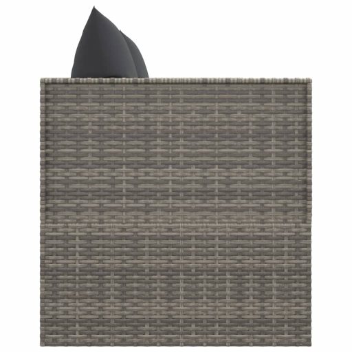 Szürke polyrattan kültéri társalgókanapé párnákkal