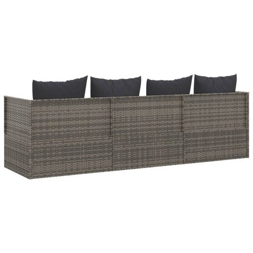 Szürke polyrattan kültéri társalgókanapé párnákkal
