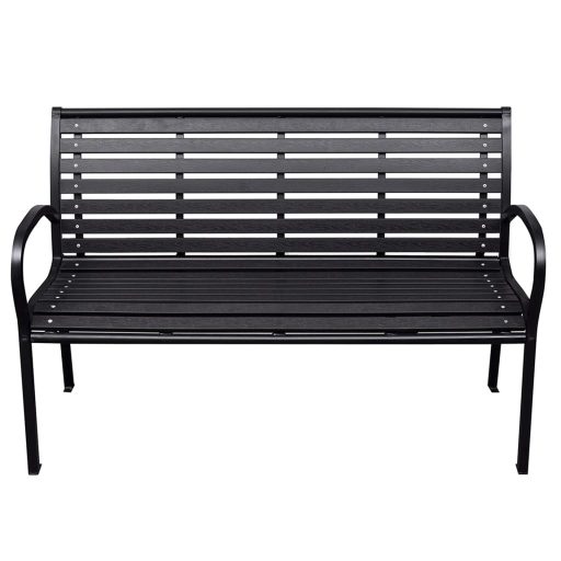 Fekete acél és WPC kerti pad 116 cm